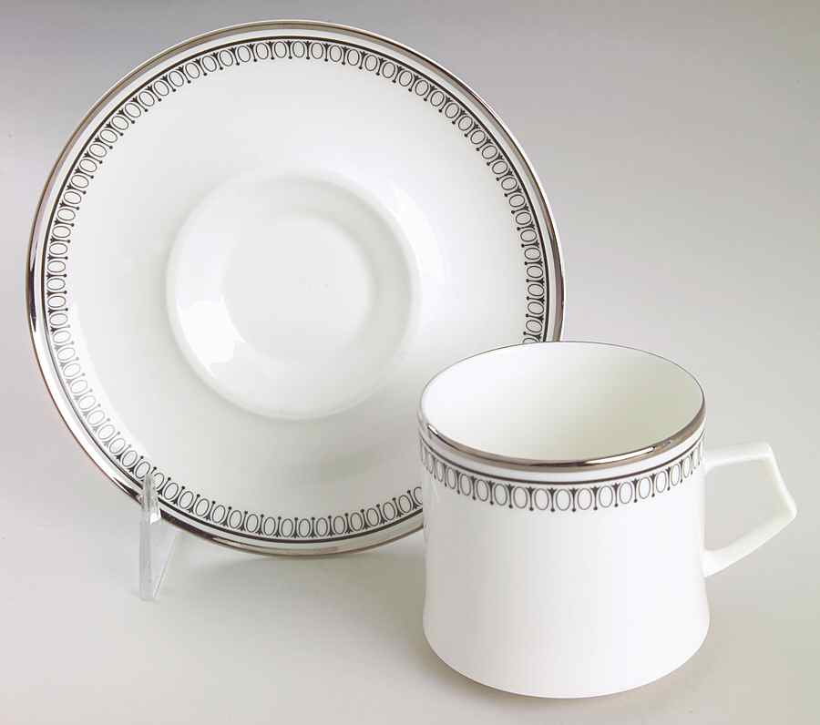 Seville (Black Border) Flat Cup & Saucer Set by Mikasa-1