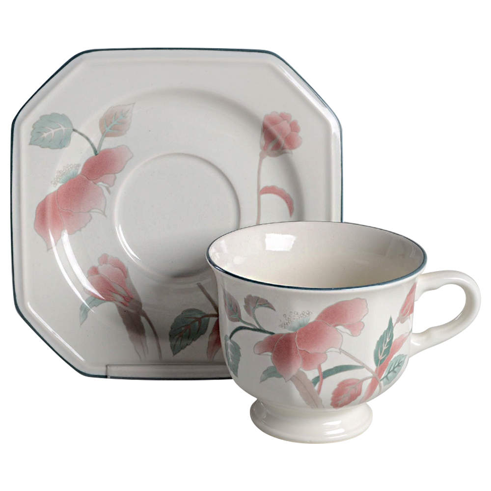 Silk Flowers Footed Cup & Saucer Set by Mikasa-1