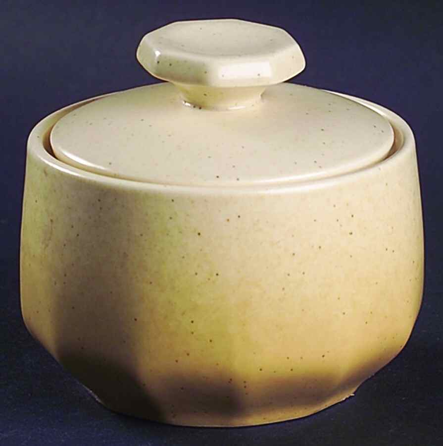 Speckled Biscuit Sugar Bowl & Lid by Mikasa-1