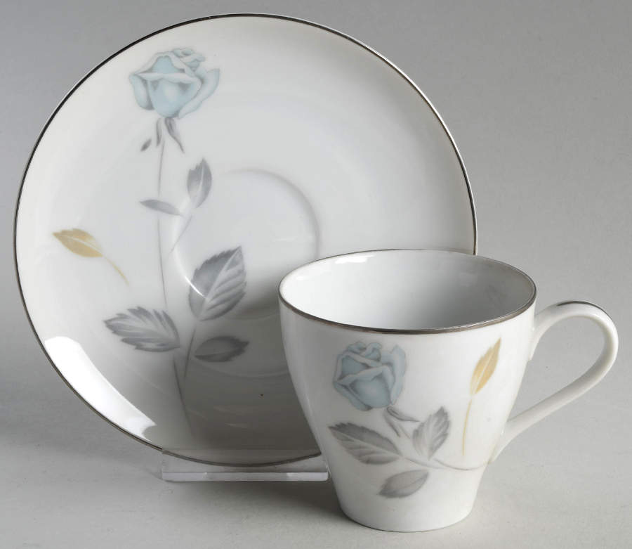 Tea Rose Blue Flat Cup & Saucer Set by Mikasa-1