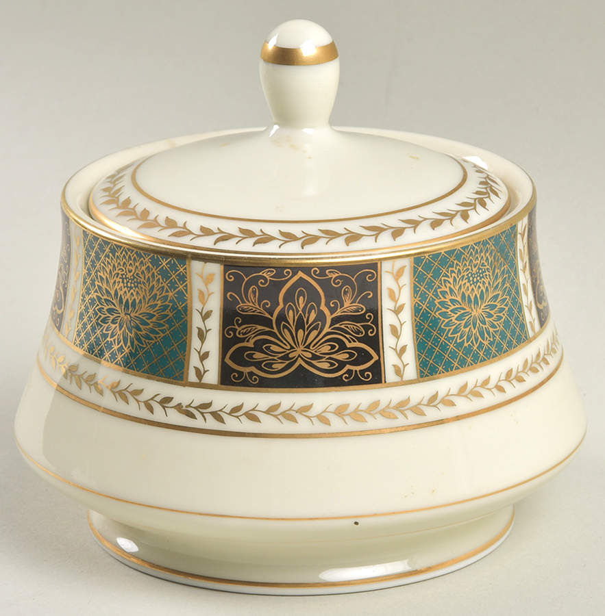 Villa Trianon Jade Sugar Bowl & Lid by Mikasa-1