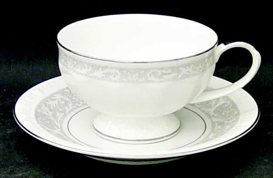 White Lace Footed Cup & Saucer Set by Mikasa-1