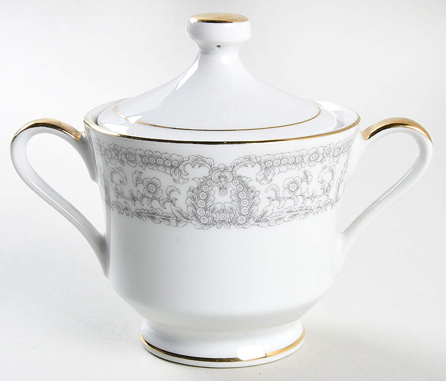 Grey Renaissance Sugar Bowl & Lid by Mimosa-1