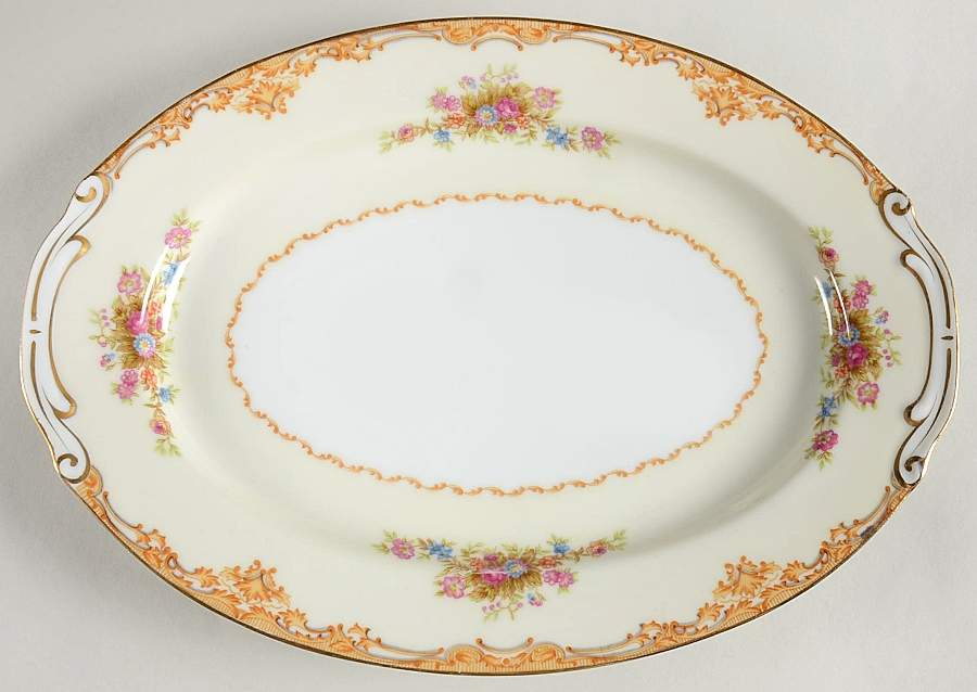 Tan Traditional 12" Oval Serving Platter by Mikado-1