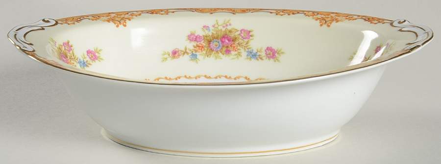 Tan Traditional 10" Oval Vegetable Bowl by Mikado-1