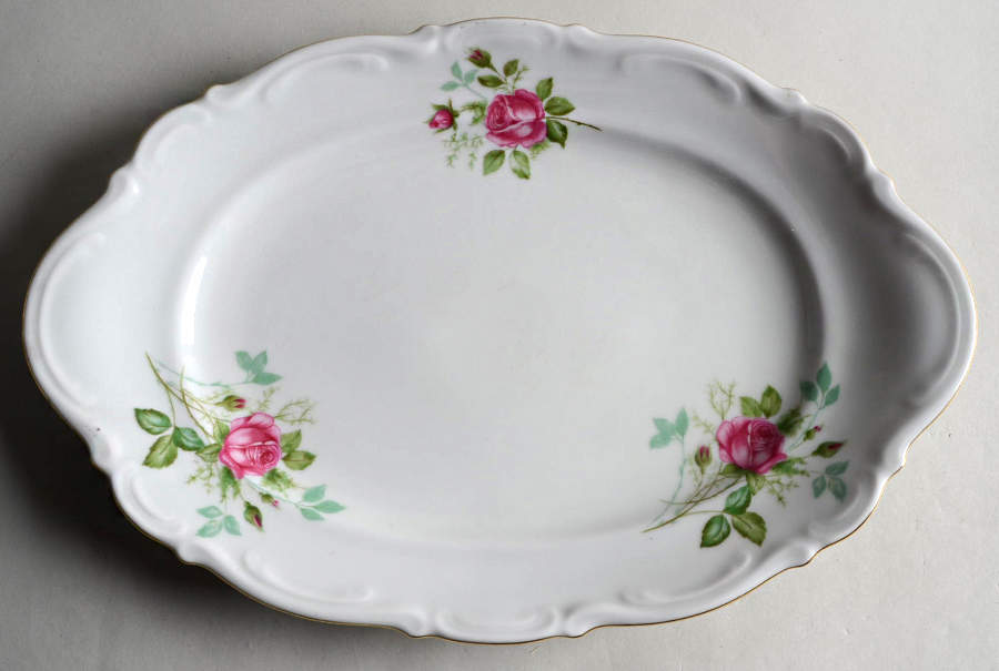 Old Dresden Rose 12" Oval Serving Platter by Mitterteich-1
