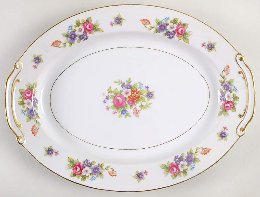 Dresden Rose 16" Oval Serving Platter by Mikuni-1