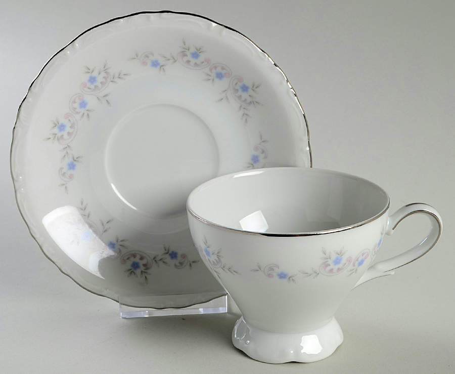 Springtime Footed Cup & Saucer Set by Modern China & Table Institute-1