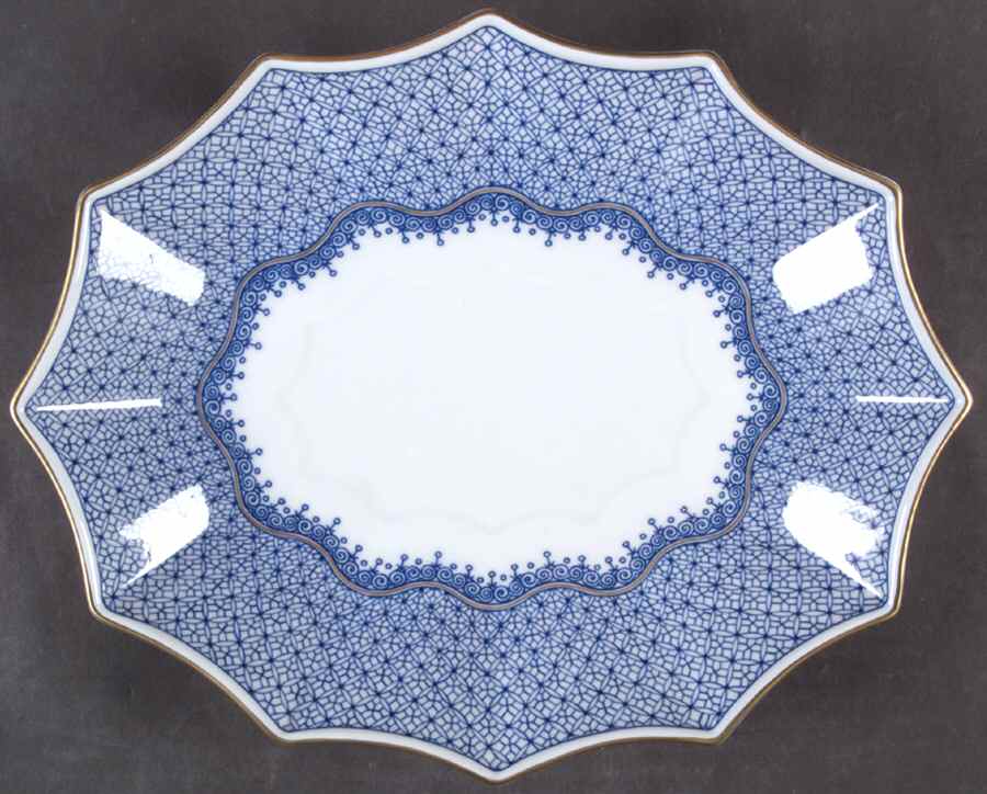 Blue Lace Large Oval Fluted Dish by Mottahedeh-1