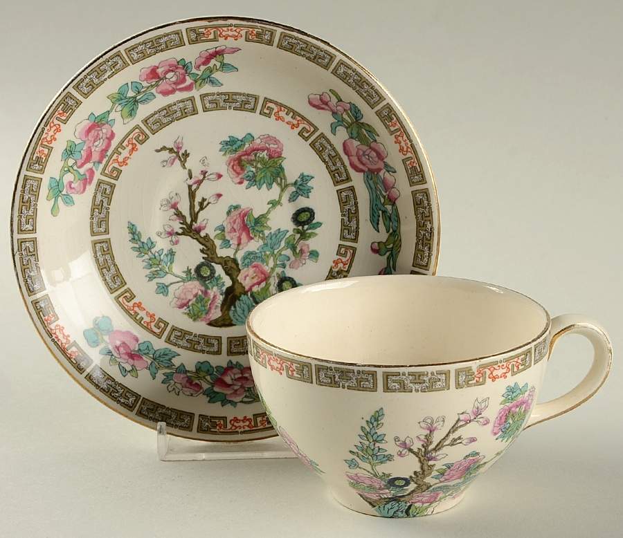 Indian Tree Flat Cup & Saucer Set by Morley Fox & Company-1