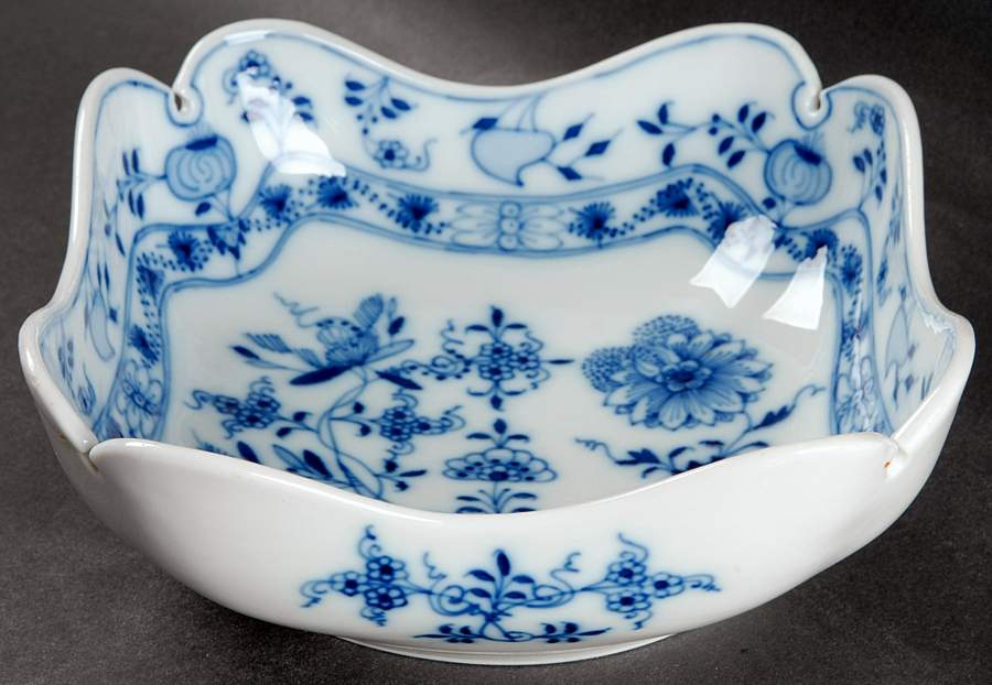 Blue Onion (Oval Backstamp) 6" Square Bowl by Meissen (Germany)-1