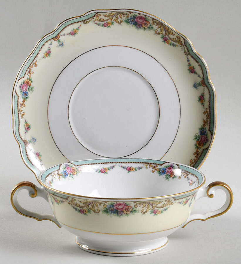 Belhaven Footed Cream Soup Bowl & Saucer Set by Paul Muller-1