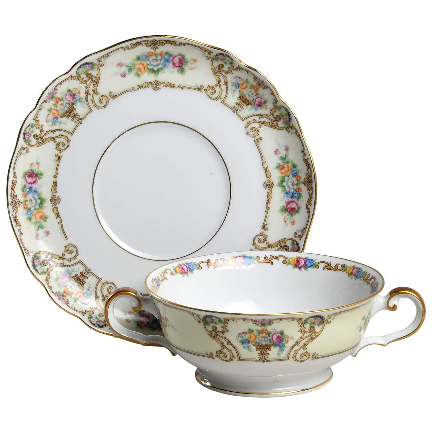 The Stirling Footed Cream Soup Bowl & Saucer Set by Paul Muller-1