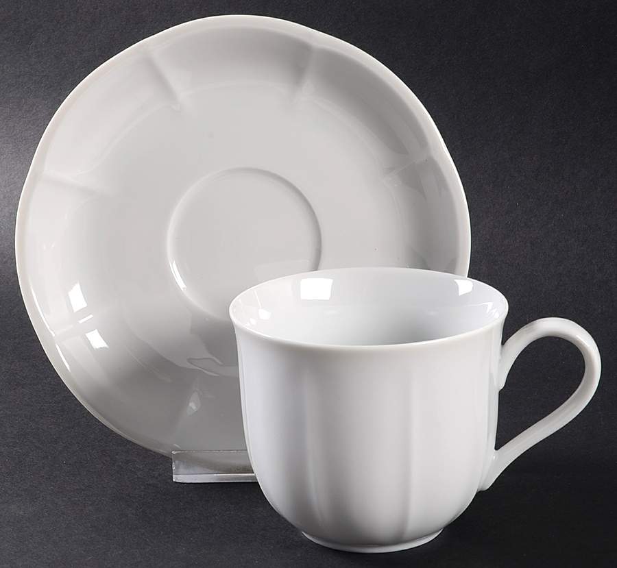Embossed White Flat Cup & Saucer Set by Muirfield-1