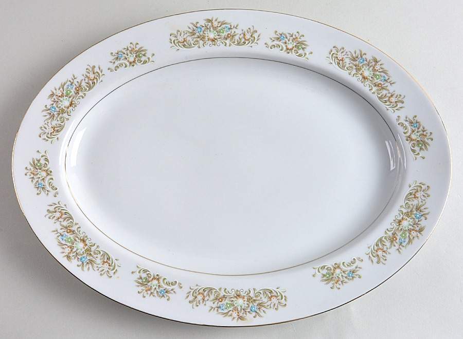 Floral Wreath 14" Oval Serving Platter by Montgomery Ward-1