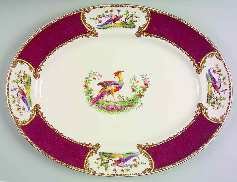 Chelsea Bird Red 16" Oval Serving Platter by Myott Staffordshire-1