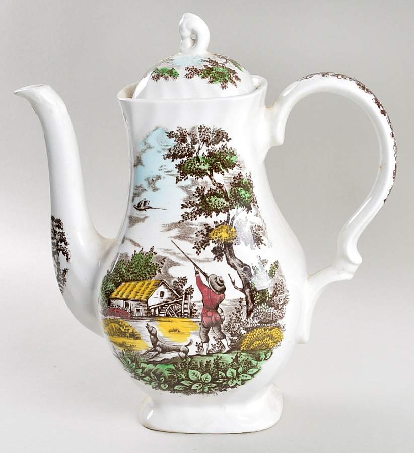The Hunter Multicolor Coffee Pot & Lid by Myott Staffordshire-1