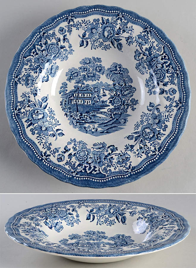 Tonquin Blue (Myott Backstamp) Large Rim Soup Bowl by Myott Staffordshire-1