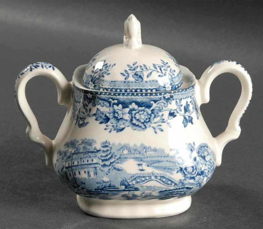 Tonquin Blue (Myott Backstamp) Sugar Bowl & Lid by Myott Staffordshire-1