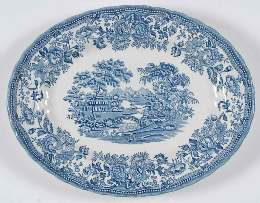 Tonquin Blue (Myott Backstamp) 12" Oval Serving Platter by Myott Staffordshire-1