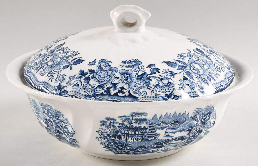 Tonquin Blue (Myott Meakin Backstamp) Round Covered Vegetable by Myott Staffordshire-1