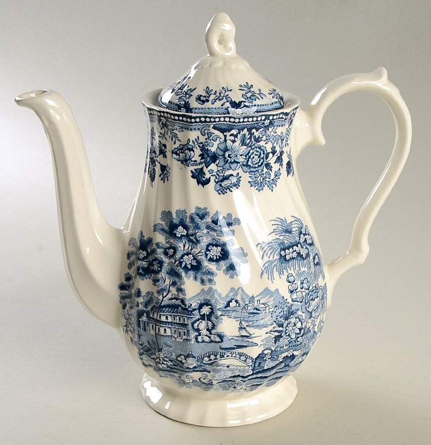 Tonquin Blue (Myott Meakin Backstamp) Coffee Pot & Lid by Myott Staffordshire-1
