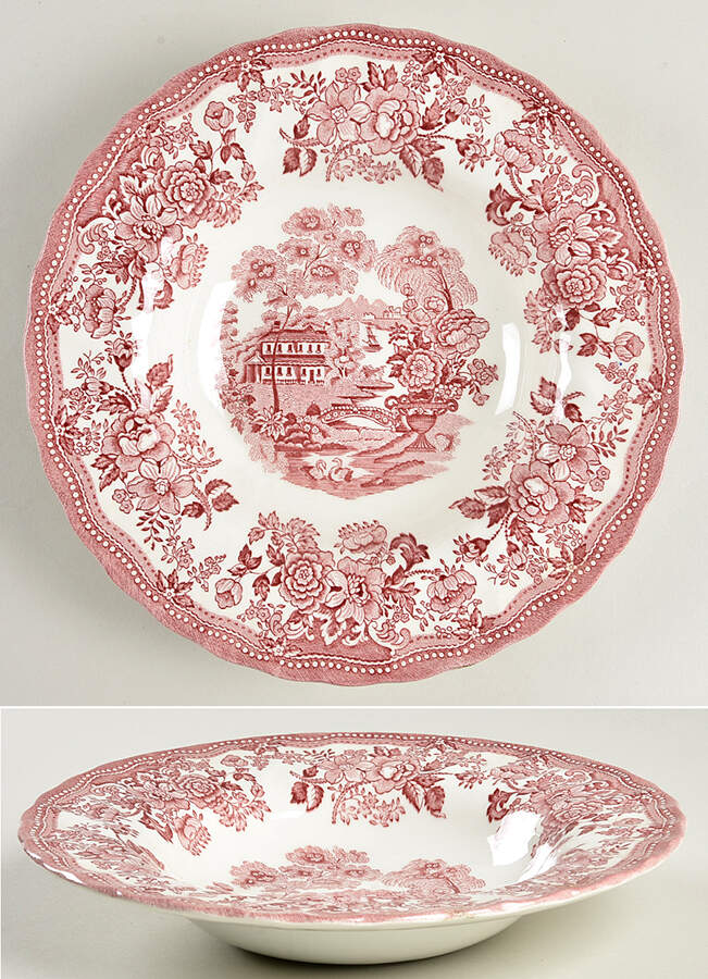 Tonquin Pink Red Rim Soup Bowl by Myott Staffordshire-1