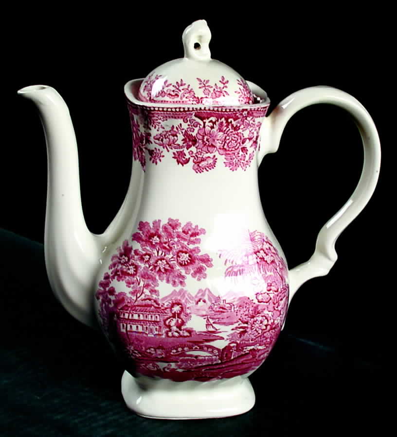 Tonquin Pink Red Coffee Pot & Lid by Myott Staffordshire-1