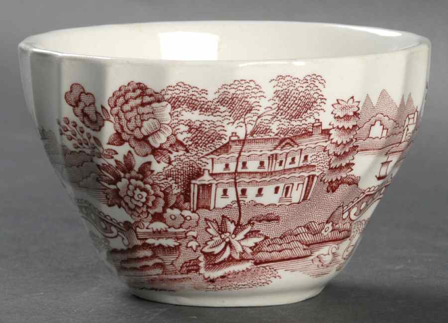 Tonquin Pink Red Open Sugar Bowl by Myott Staffordshire-1