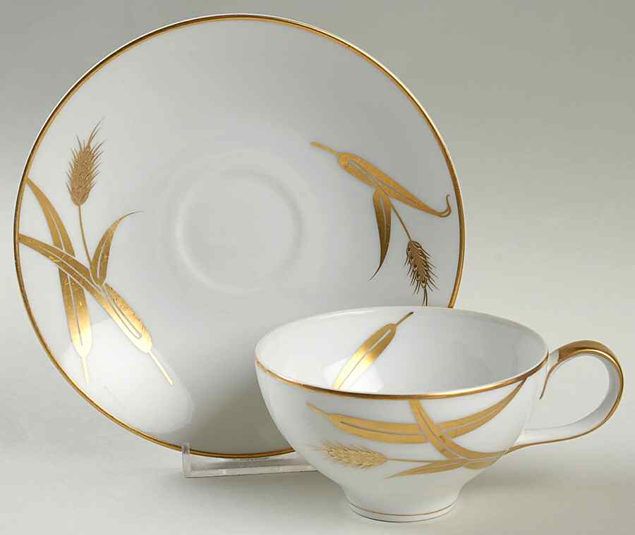 Midas (White Background) Flat Cup & Saucer Set by Meito-1