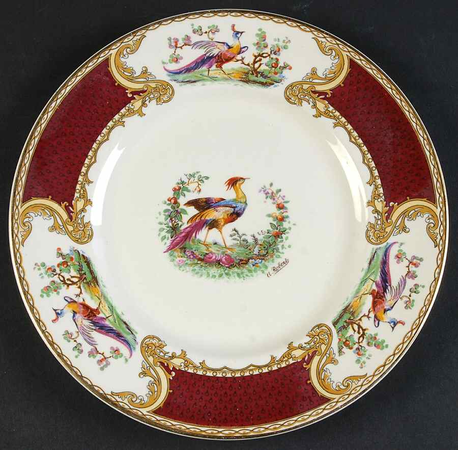 Chelsea Bird Red Salad Plate by Myott Staffordshire-1