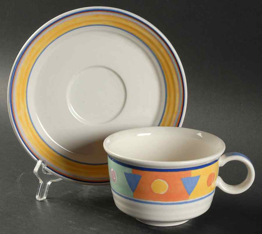 Color Mural Flat Cup & Saucer Set by Mikasa-1