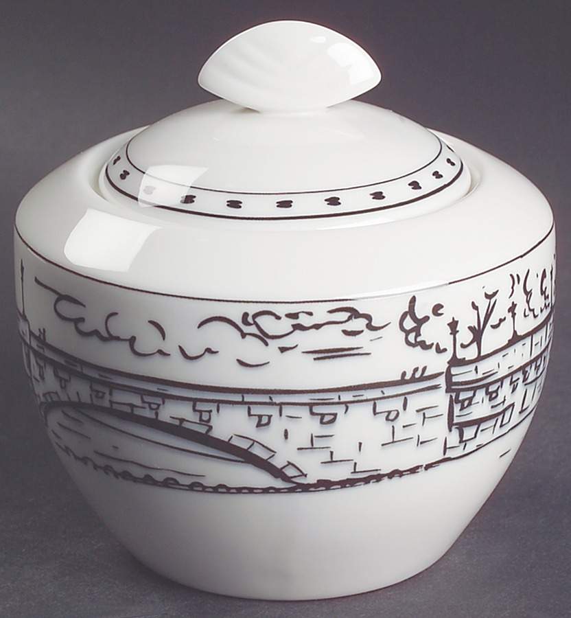 Parisian Scenes Sugar Bowl & Lid by Mikasa-1