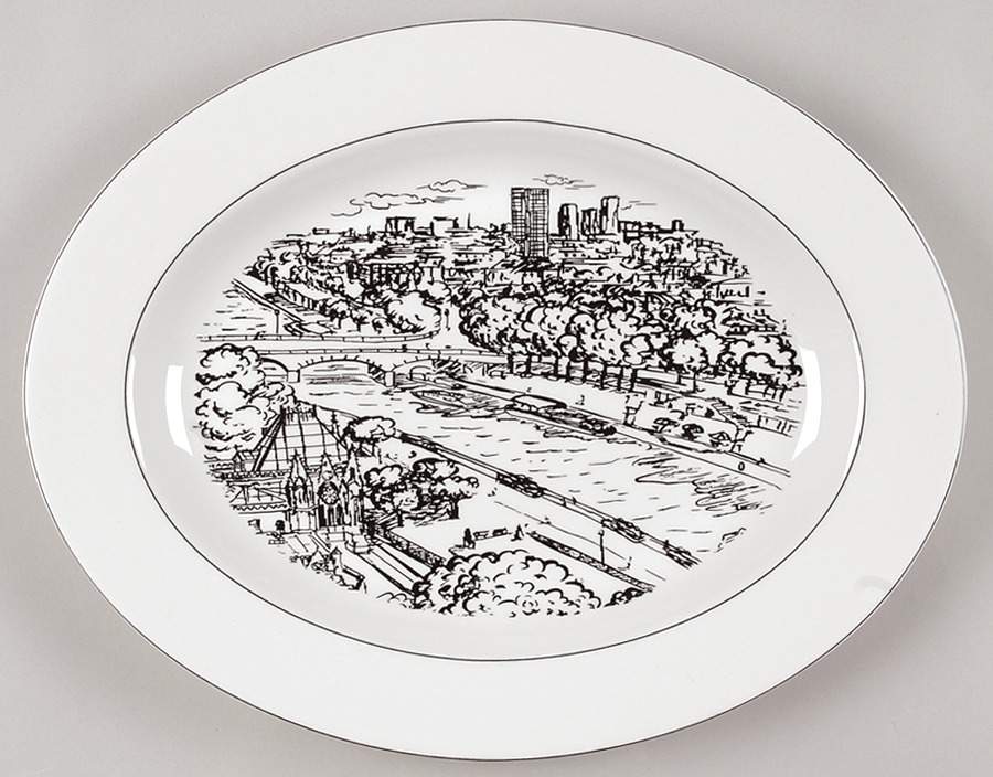 Parisian Scenes 14" Oval Serving Platter by Mikasa-1