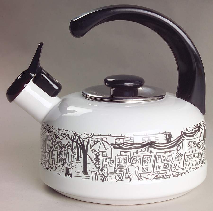 Parisian Scenes Metal Kettle & Lid by Mikasa-1