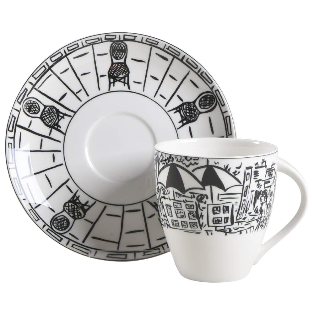 Parisian Scenes Flat Cup & Saucer Set by Mikasa-1