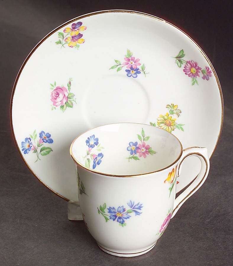6045 Flat Demitasse Cup & Saucer Set by M & R (England)-1