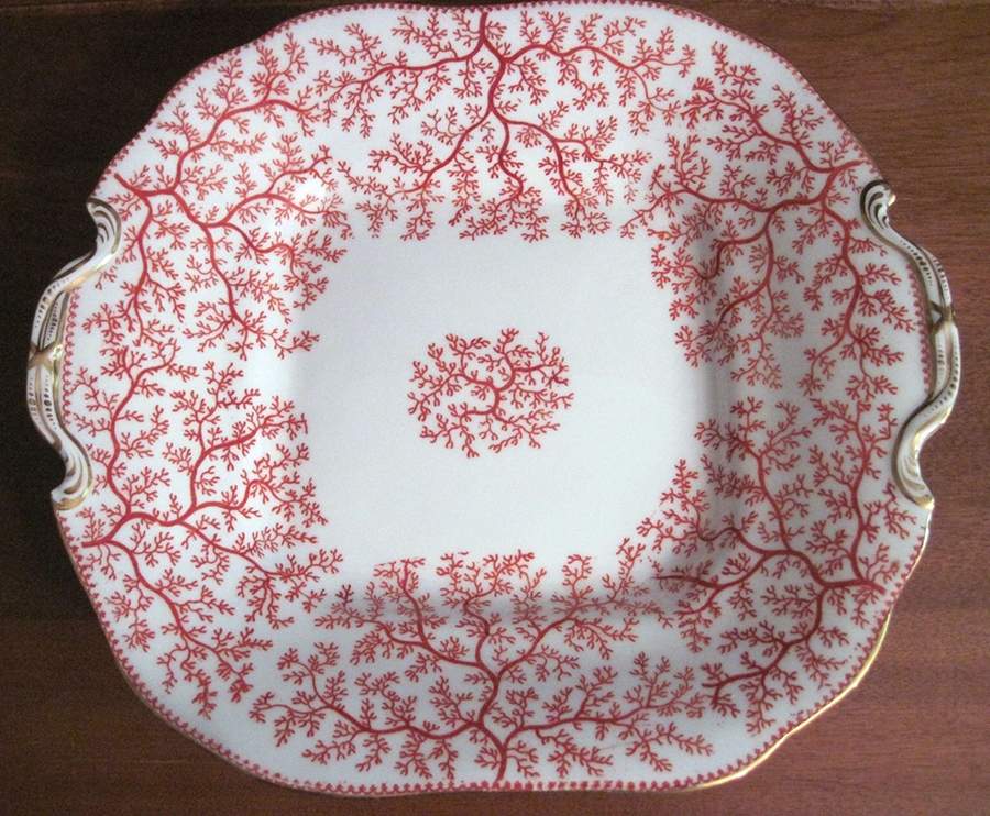 Fibre Red Square Cake Plate by Minton-1
