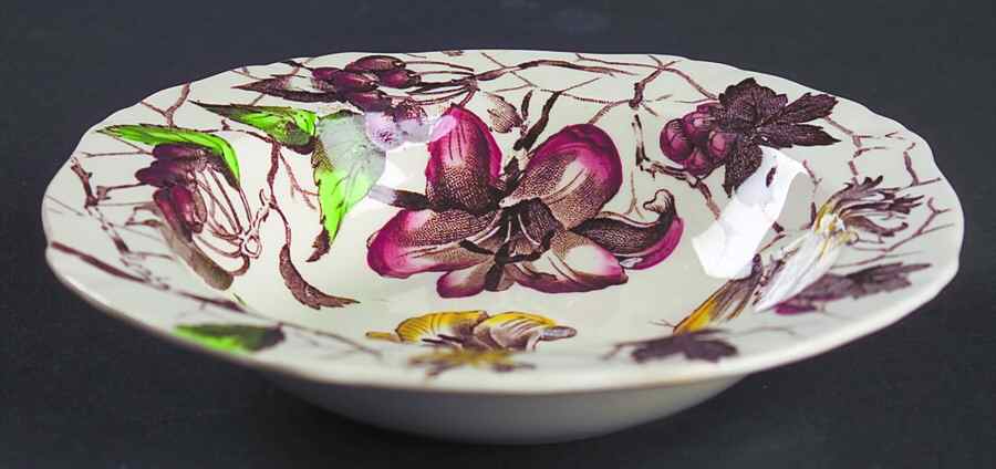 Bourbon Lily Brown Multicolor Fruit/Dessert (Sauce) Bowl by Alfred Meakin-1