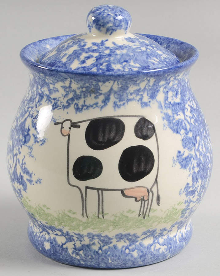 Molly's Cows Blue Sugar Bowl & Lid by Molly Dallas-1