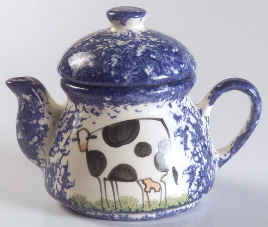 Molly's Cows Blue Individual Teapot & Lid by Molly Dallas-1