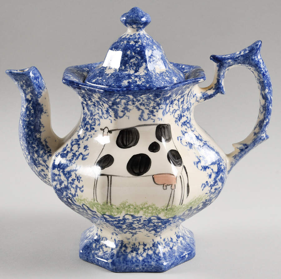 Molly's Cows Blue Tea/Coffee Pot & Lid by Molly Dallas-1