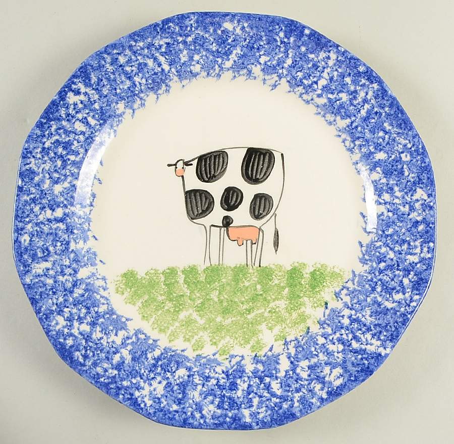 Molly's Cows Blue Dinner Plate by Molly Dallas-1
