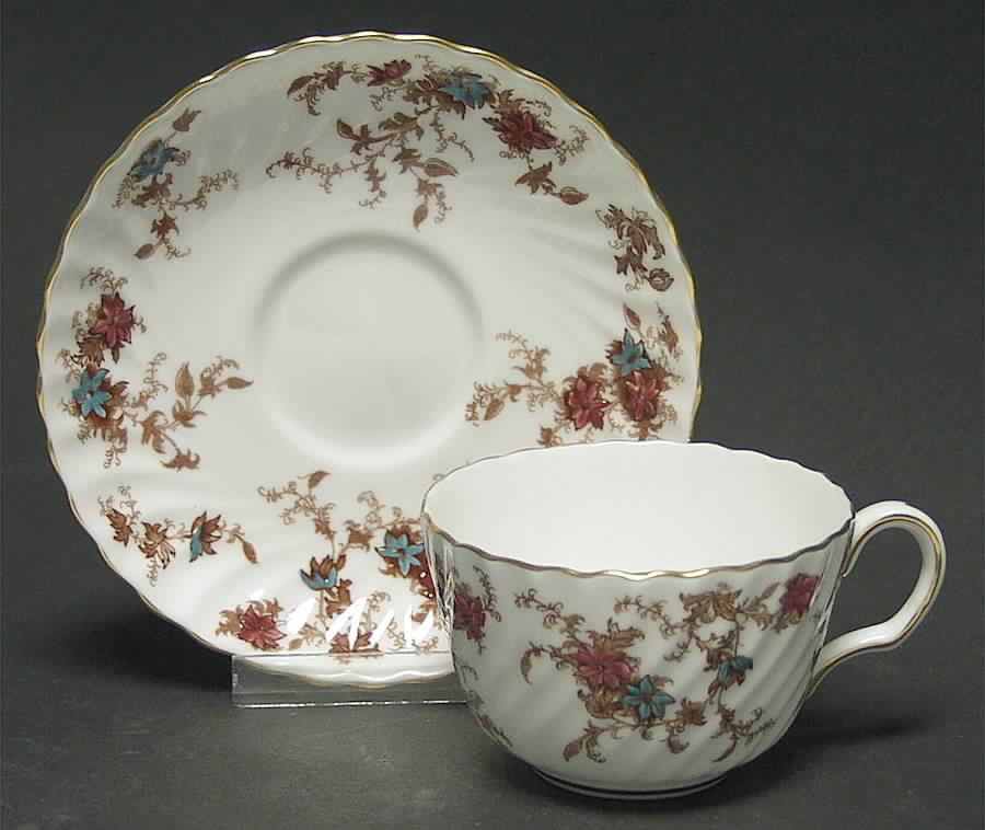 Ancestral (Wreath Backstamp) Flat Cup & Saucer Set by Minton-1