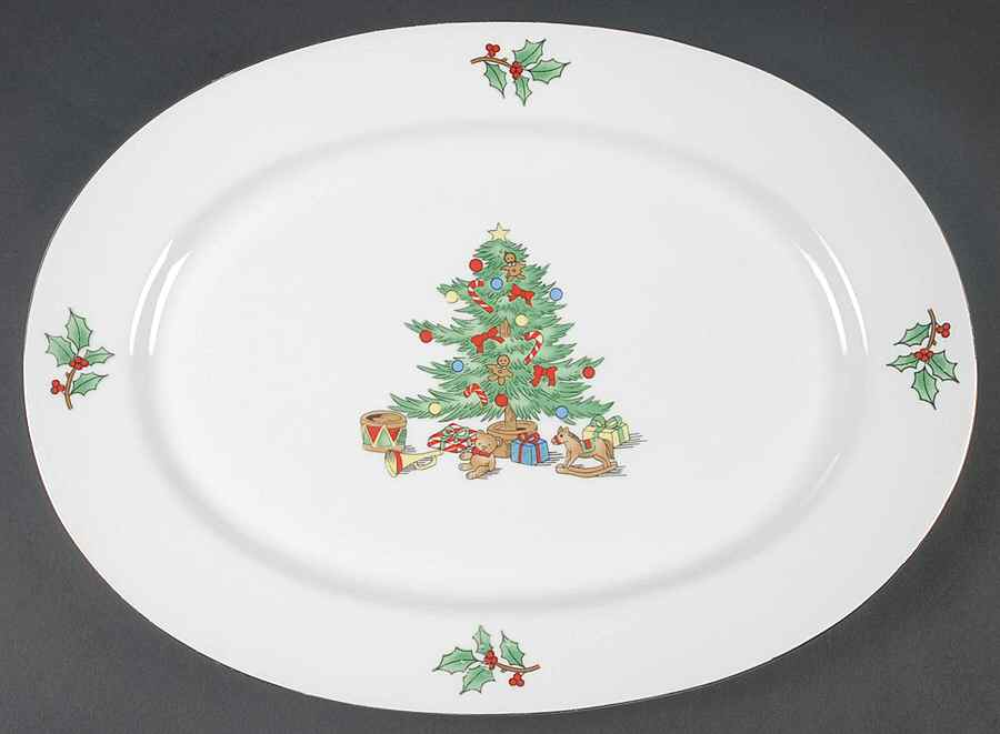 Home For The Holidays (No Gold Band) 14" Oval Serving Platter by Meiwa-1