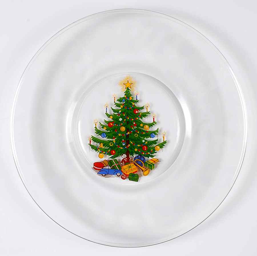 Old Fashioned Christmas Tree Glassware Salad Plate by Moderne-1