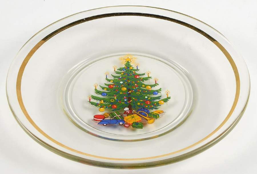 Old Fashioned Christmas Tree Glassware Salad Plate by Moderne-1