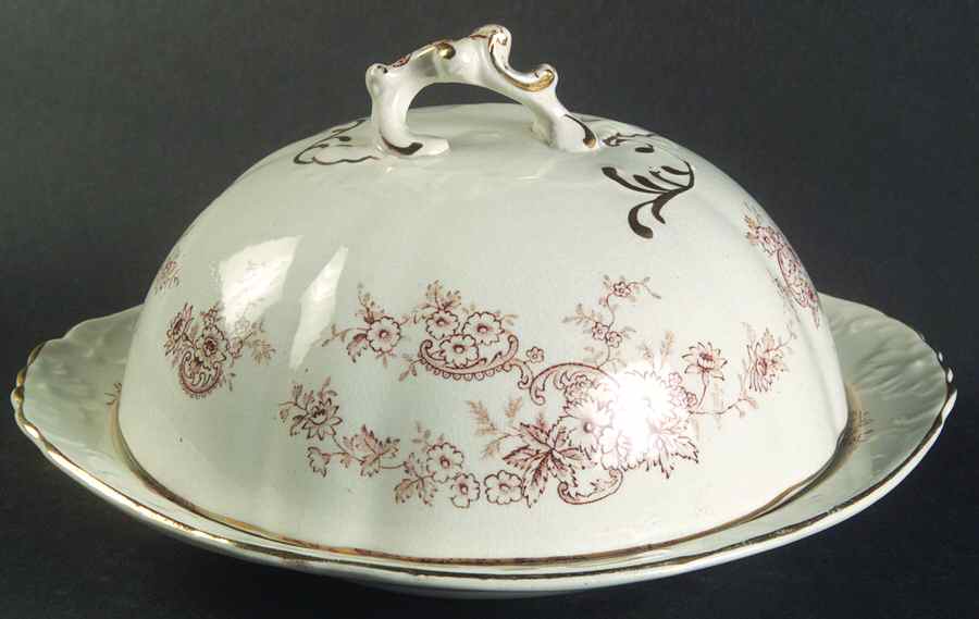 Dovedale Brown Round Covered Butter with Strainer by Mellor Taylor-1