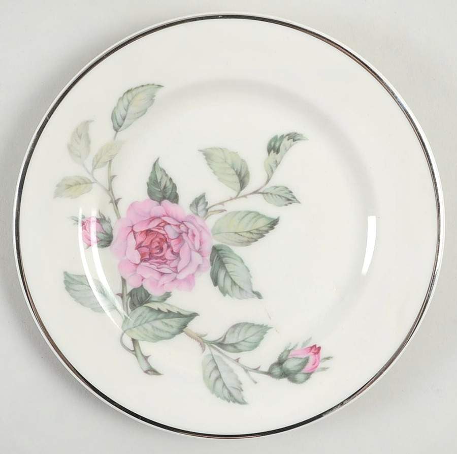 Venetian Rose (Smooth, Platinum Trim) Bread & Butter Plate by Manor House (USA)-1