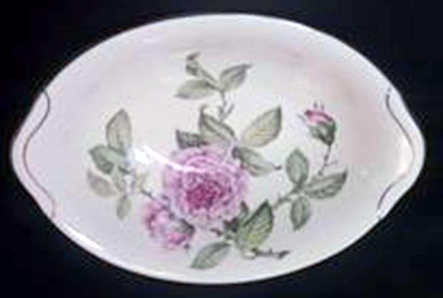 Venetian Rose (Smooth, Platinum Trim) 9" Oval Vegetable Bowl by Manor House (USA)-1